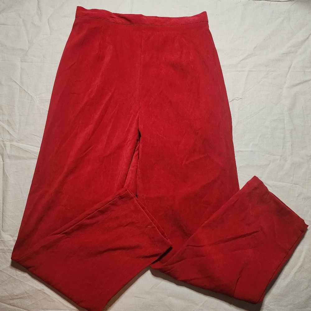 Unbranded Pants Women's Size 14 Red Formal Zip Up Flare Dress Pants